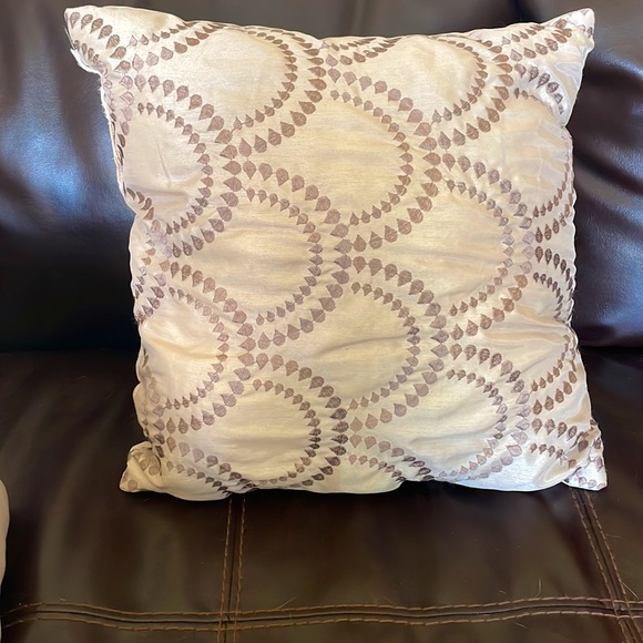 3 Count Shiny Cream Colored Decorative Bed Pillows - Picture 3 of 5